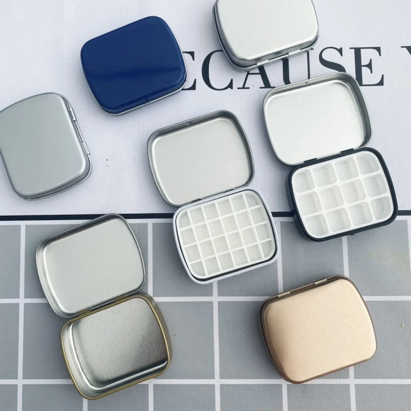 

Mini Iron Box Homemade Solid Watercolor Paint Flip Lid Storage Box Portable Palette 12 Colors 24 Colors Painting Art Supplies