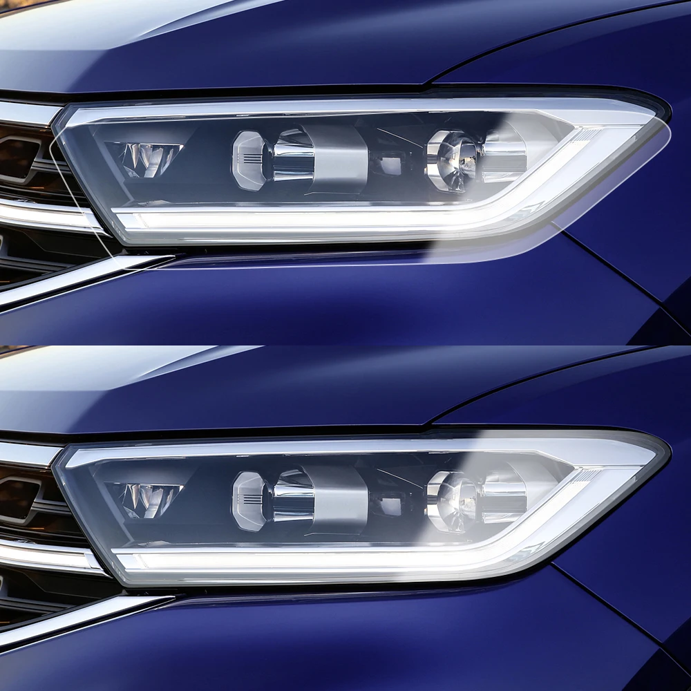 Car Headlight Protective Film for Volkswagen T-Roc 2017-2025 Smoke Black Pre Cut Anti-Scratch High-Gloss Auto Vinyl Wrap Film
