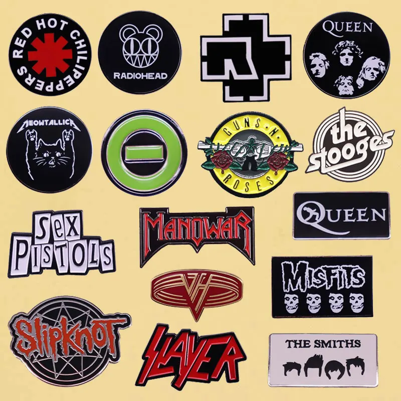 Various Heavy Metal Rock Bands Pop Music Logo Badges Enamel Metal Lapel Pin Backpack Hoodie Decoration Singer Group fans Gift