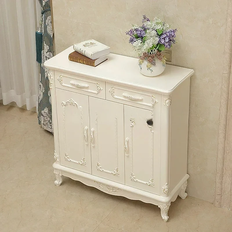 Living Room Doorway Shoe Cabinet White Solid Wood Entrance Simple Locker