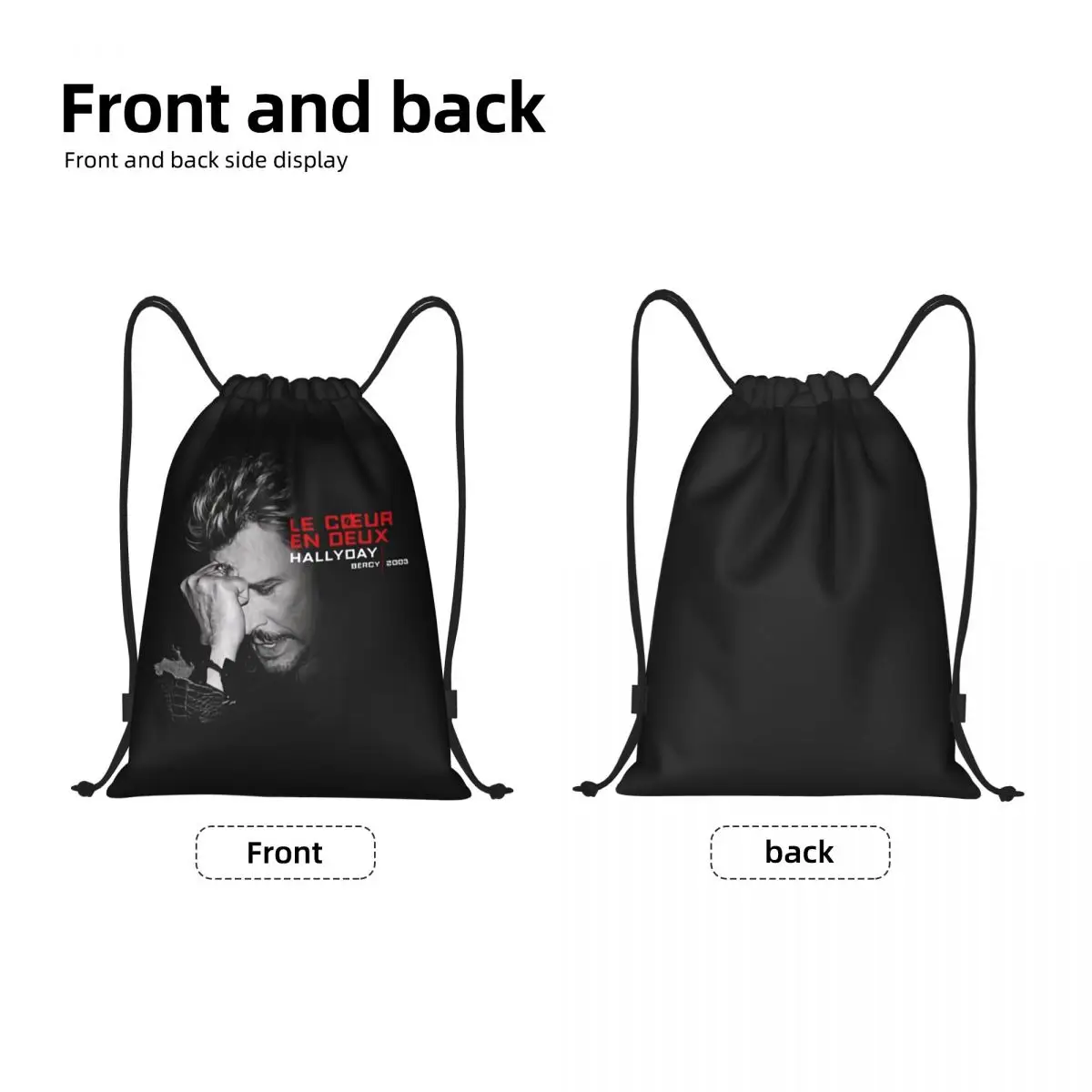 Johnny Hallyday Drawstring Bags Men Women Portable Sports Gym Sackpack France Rock Singer Shopping Backpacks