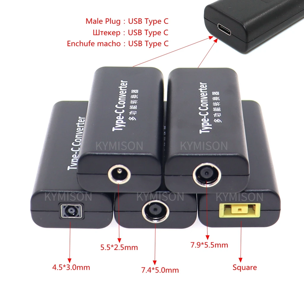 Laptop Power Jack Connector Dc Adapter Charger Converter for Lenovo Hp Asus 7.4*5.0 7.9*5.5mm Female to USB Type C Adaptor Male