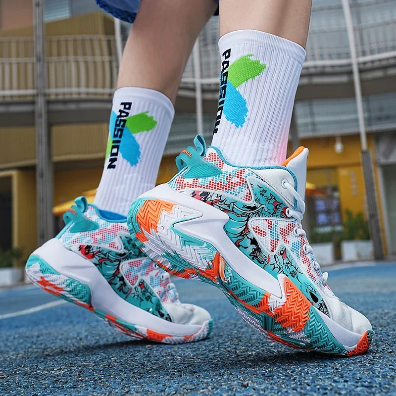Herren-Basketballschuhe, atmungsaktiv, für den Außenbereich, Unisex, leichte Sportschuhe, Trainer, sportliche Damen-Unisex-Sneaker von hoher Qualität – Detail 17