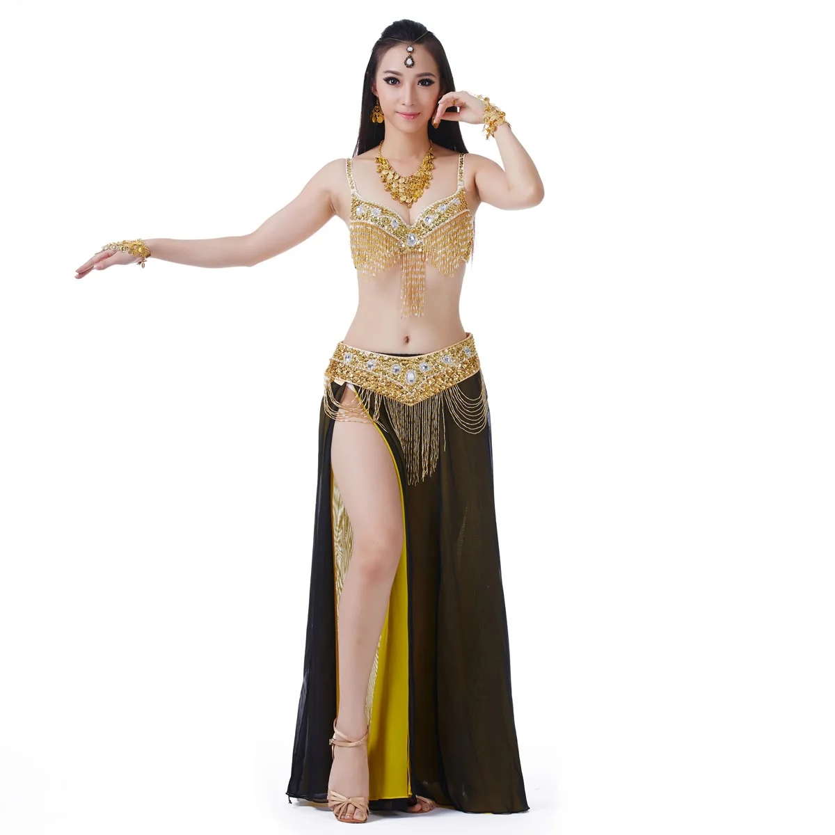 Belly Dance Bailey Unilateral Shawtz Hai Ndekostumbs Sequin Tassels Stage Performance Dance Accessories