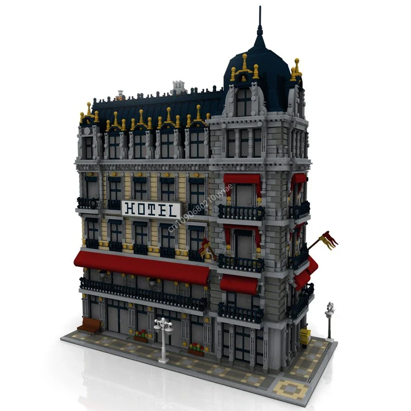 

Модульный конструктор MOC: Модель здания-кафе/отеля с видом на улицу, развивающий конструктор для детей, креативные строительные блоки, игрушки, подарки