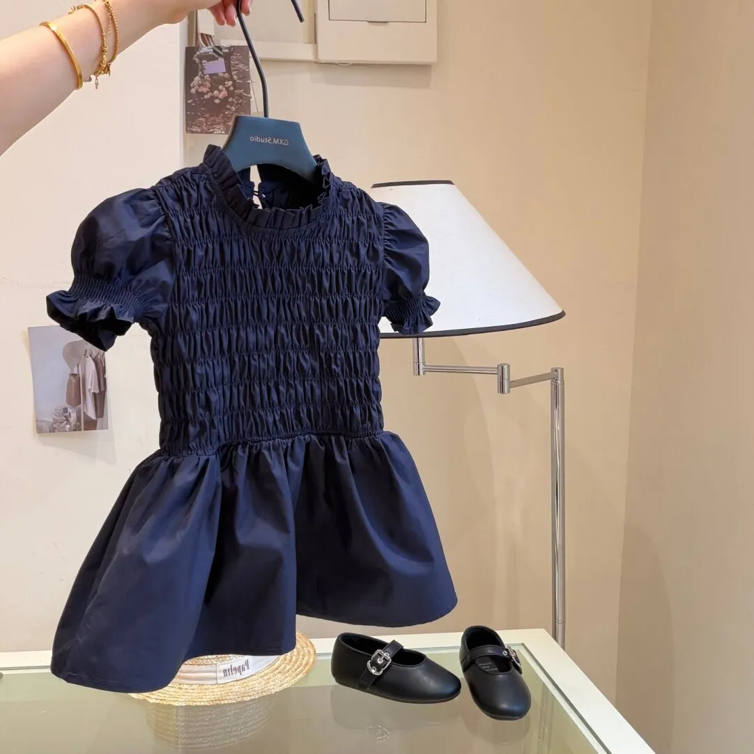 Girls Dress 2026 Summer New Little Girls French High End Style Embracing Short Sleeve Princess Dress Stylish