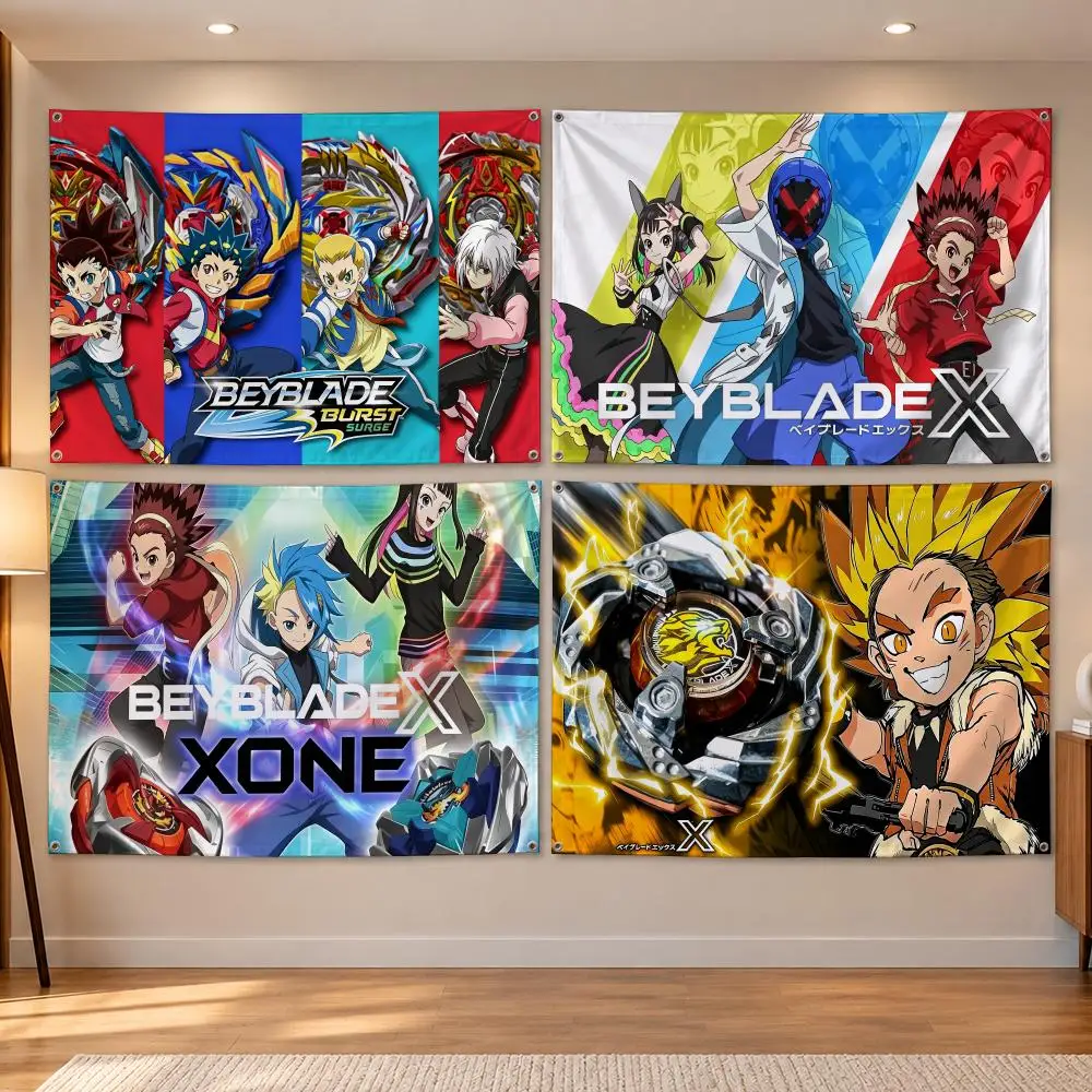 Anime B-Beyblade X Flags Banner Decor for Bedroom,Garden,Party,Club,Indoor Outdoor, Fan Gift
