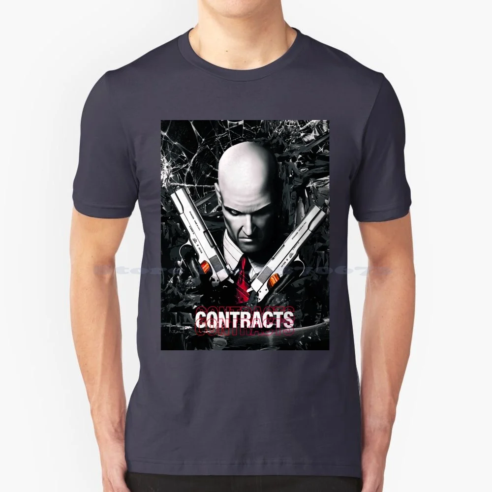 Hitman Contracts Agent 47 T Shirt 100% Cotton Tee Hitman Gaming Game Agent 47 Contracts