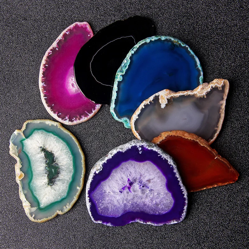 Wholesale 10PCS Agate Slice Colorful Agates Calligraphy Name Cards No Hole Slab Wedding Place DIY Card For Home Decoration Gifts