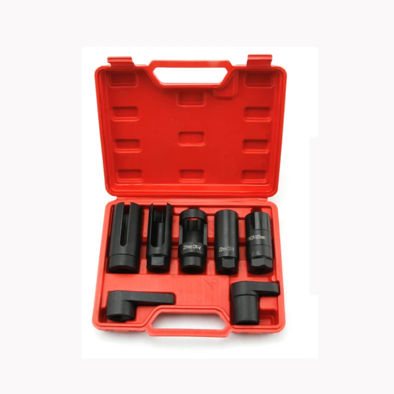 7pcs Oxygen Sensor Socket Wrench Thread Chaser Tool Kit Auto O2 Socket Removal Installation Install Offset Vacuum Sensor Socket