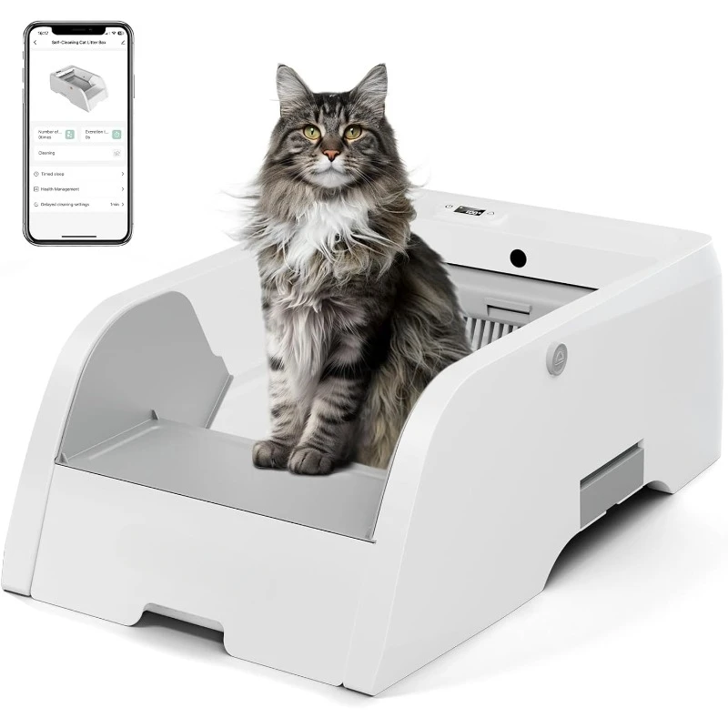 Self Cleaning Litter Box, Upgraded Automatic Cat Litter Box Self Cleaning That Can Use Clumping Cat Litter, Smart Cat Litter Box