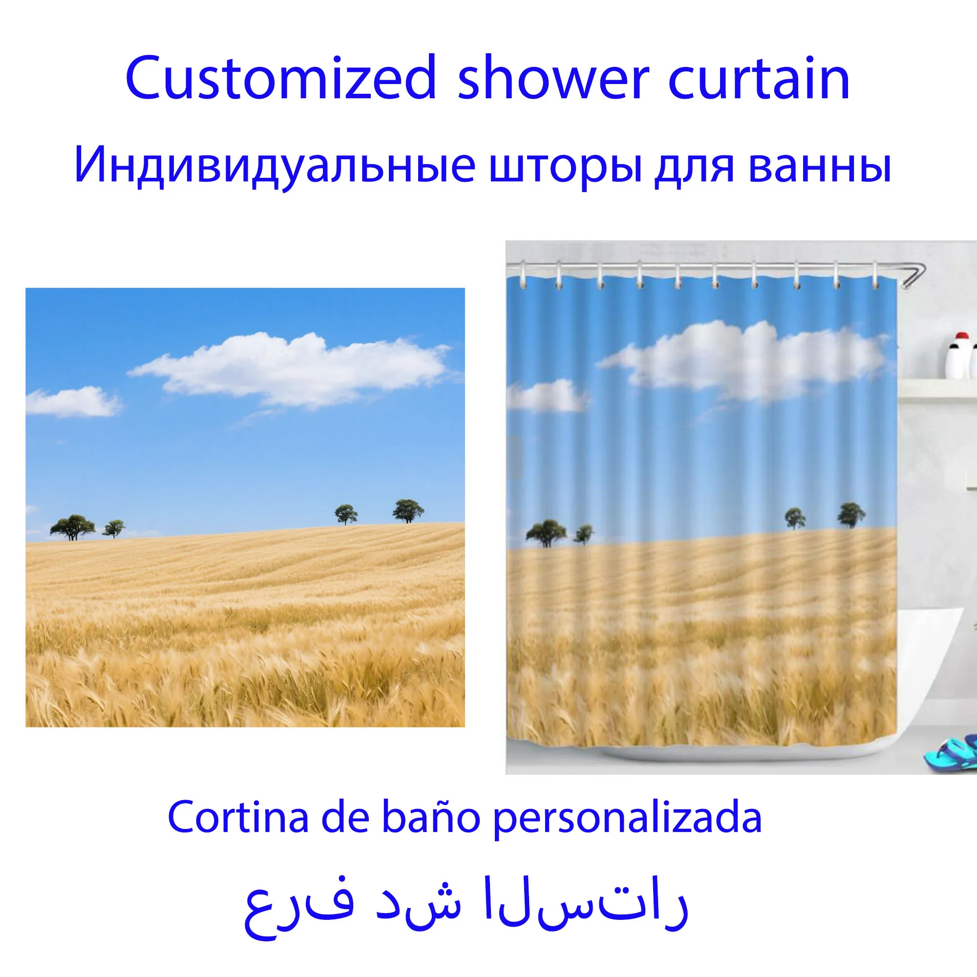 Customized Your image Waterproof Bath Curtains for Bathroom DIY Your Picture on Shower Curtains with 12 Hooks Birthday Gift