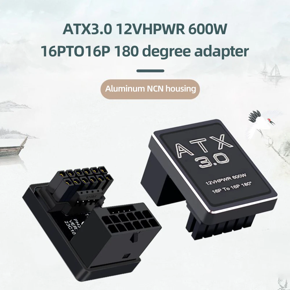 ATX3.0 12VHPWR 12+4Pin Male-Female 180 Degree Turn Connector Pcie5.0 RTX4080/4090 Graphics Card 600W Power Supply Cable Adapter