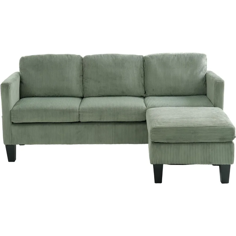 أريكة مقطعية قابلة للتحويل على شكل حرف L بثلاثة مقاعد مع مسند تخزين، قماش مخملي، أريكة صغيرة متعددة الوظائف لغرفة المعيشة #6