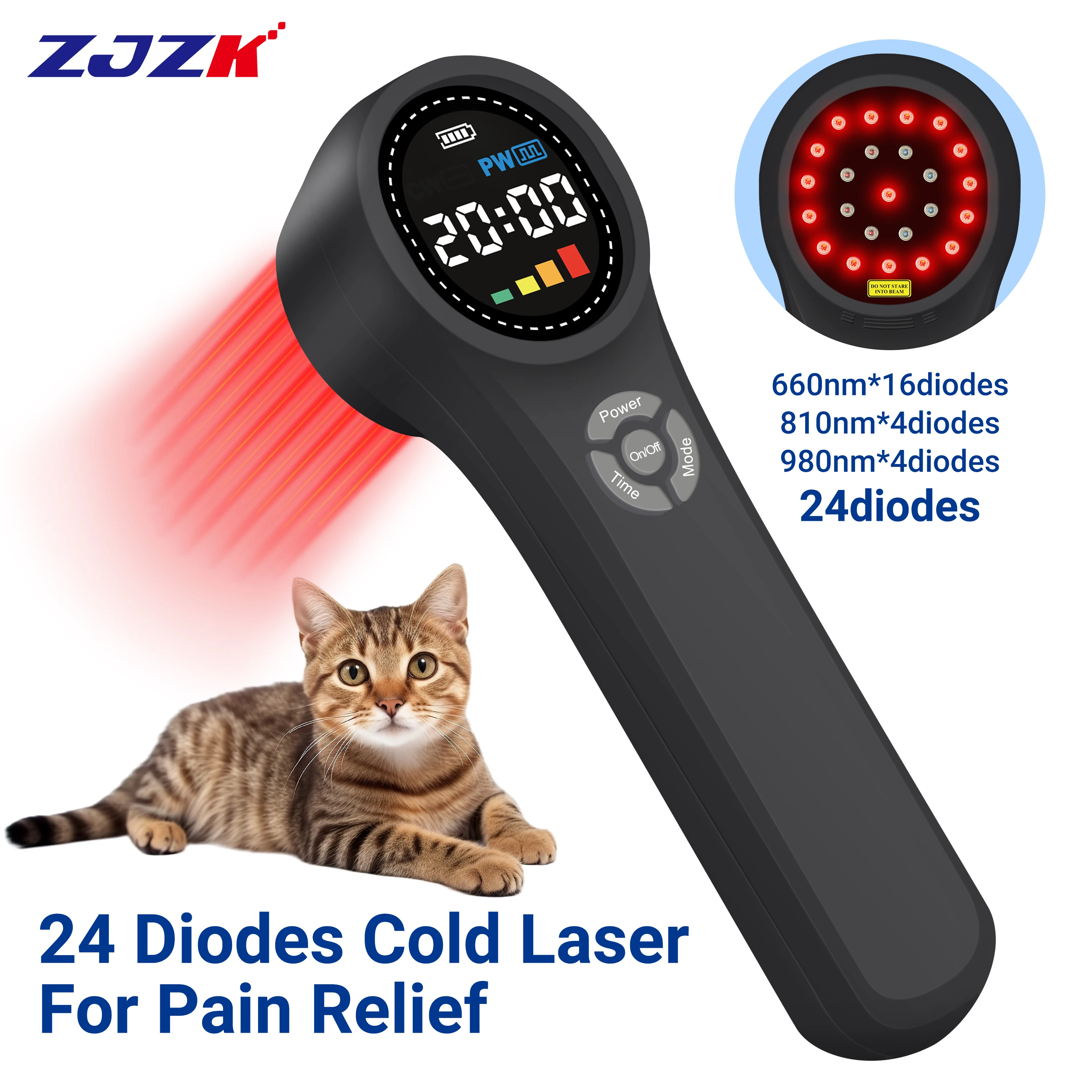 

ZJZK Laser Hilt Therapy Red And Infrared Light 660nm Cold Laser Therapy For Parkinson'S 810nmx4diodes+980nmx4diodes Arthritis