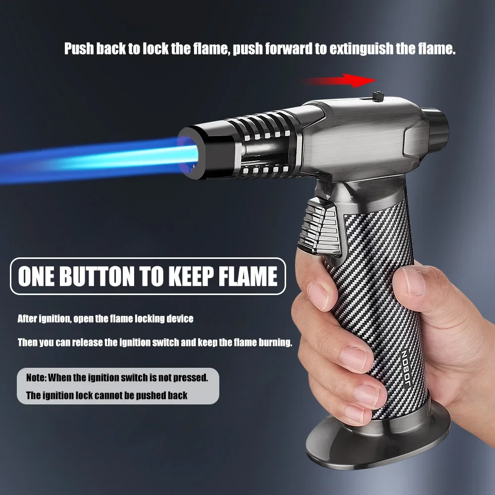 2026   1300 ℃ Windproof Blue Flame Gun Lighter One Key Fixed Flame 360 ° Inverted Ignition Metal Material Multifunctional Use