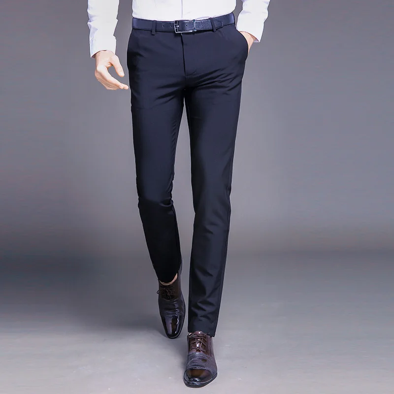 

New Fashion High Quality Cotton Men Suit Pants Straight Spring Autumn Long Male Classic Business Casual Trousers Full Length