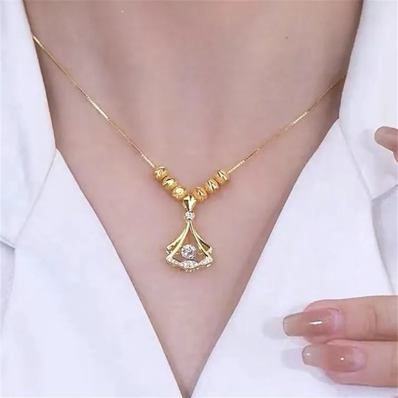 Exquisite Skirt, Zircon Pendant Necklace Women Light Luxury Temperament, Versatile Banquet Jewelry