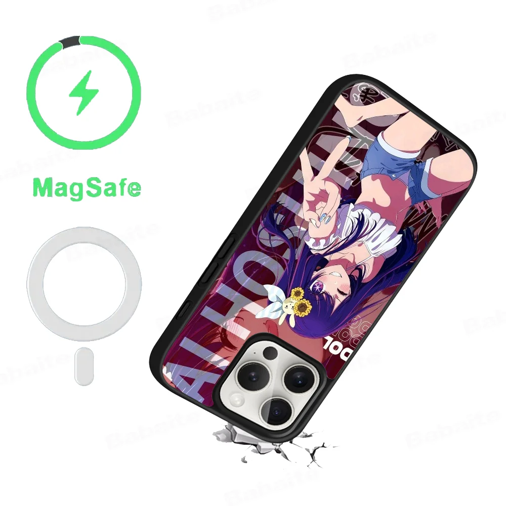 Anime Oshi No Ko Hoshino Phone Case Magnetic Case For IPhone 16 14 13 12 11 15 Pro Max Plus For Magsafe Wireless Charge Cover