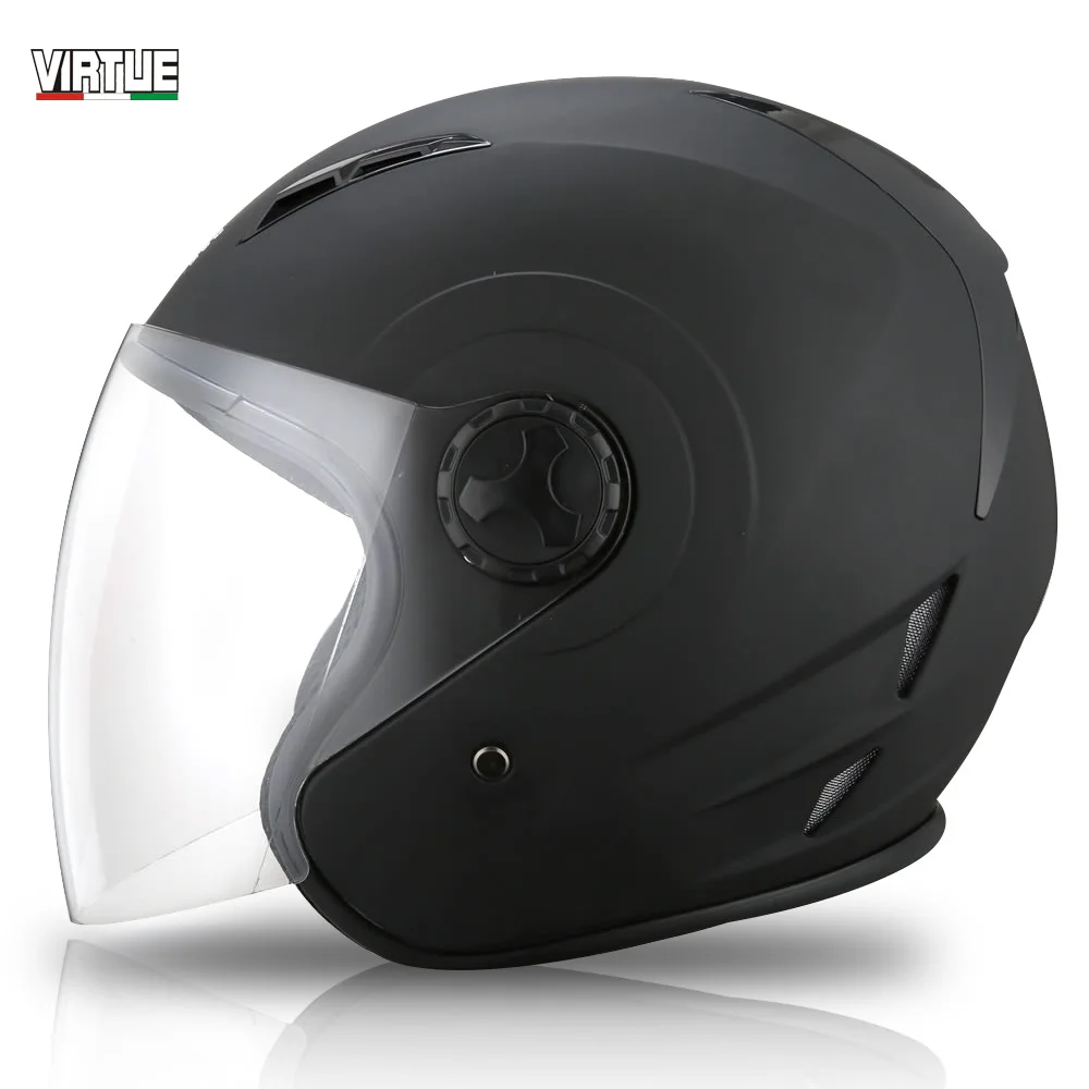 

VIRTUE Electric Car Helmet Men's and Women's Four Seasons Half Helmet 3/4 Vintage Helmet Motorcycle Pedal Safety Helmet