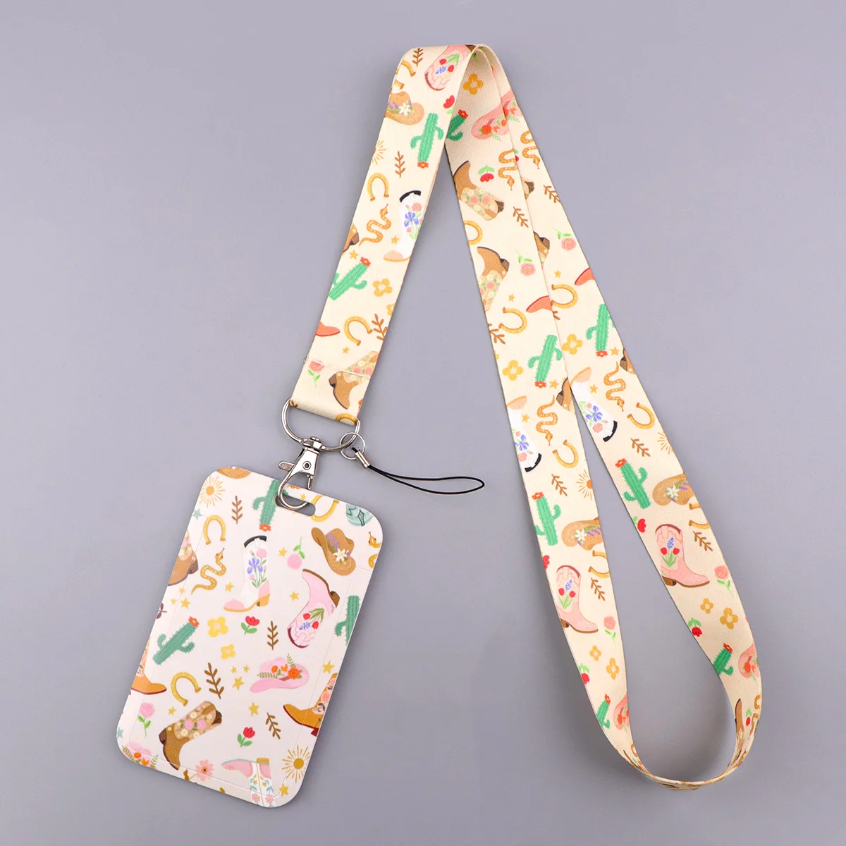 Cartoon Cowboy Boots Mobile Phone Charm Neck Strap Lanyard for Keys Women Keychain Badge Holder ID Credit Card Pass Hang Rope