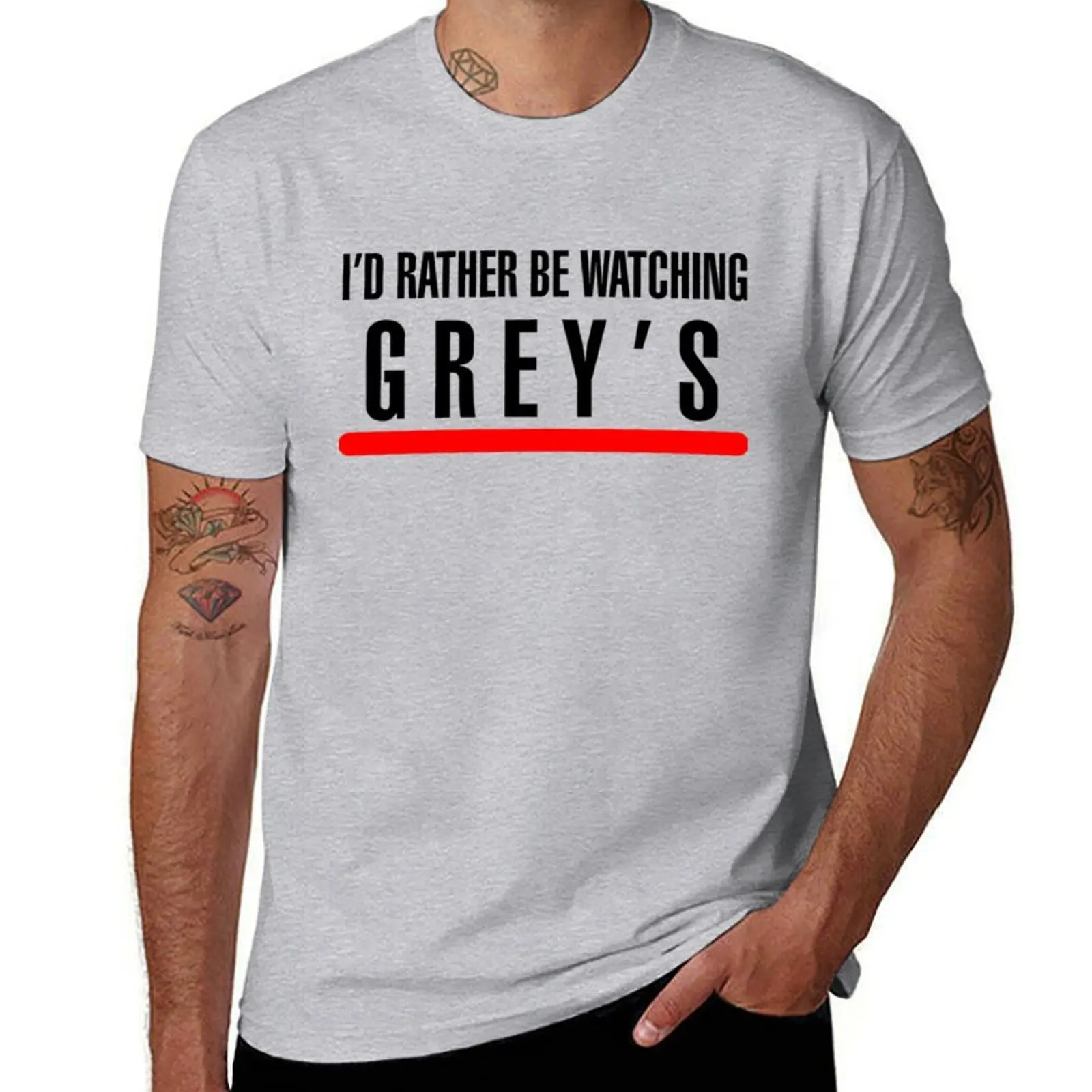 I’d rather be watching Grey’s Classic T-shirt cute clothes customs animal prinfor boys Men's t-shirt