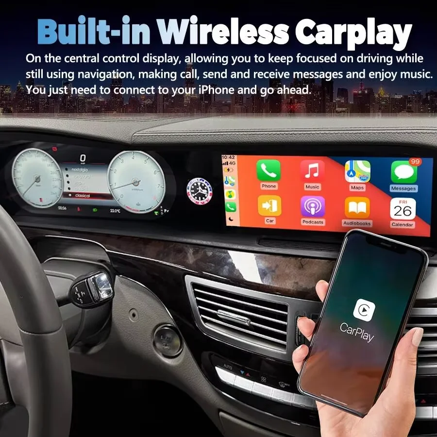 For Benz S Class W221 S250 2006 - 2013 3-in-1 Integrated LCD Dual Screen Carplay Android Auto Media Video Player GPS Car Radio
