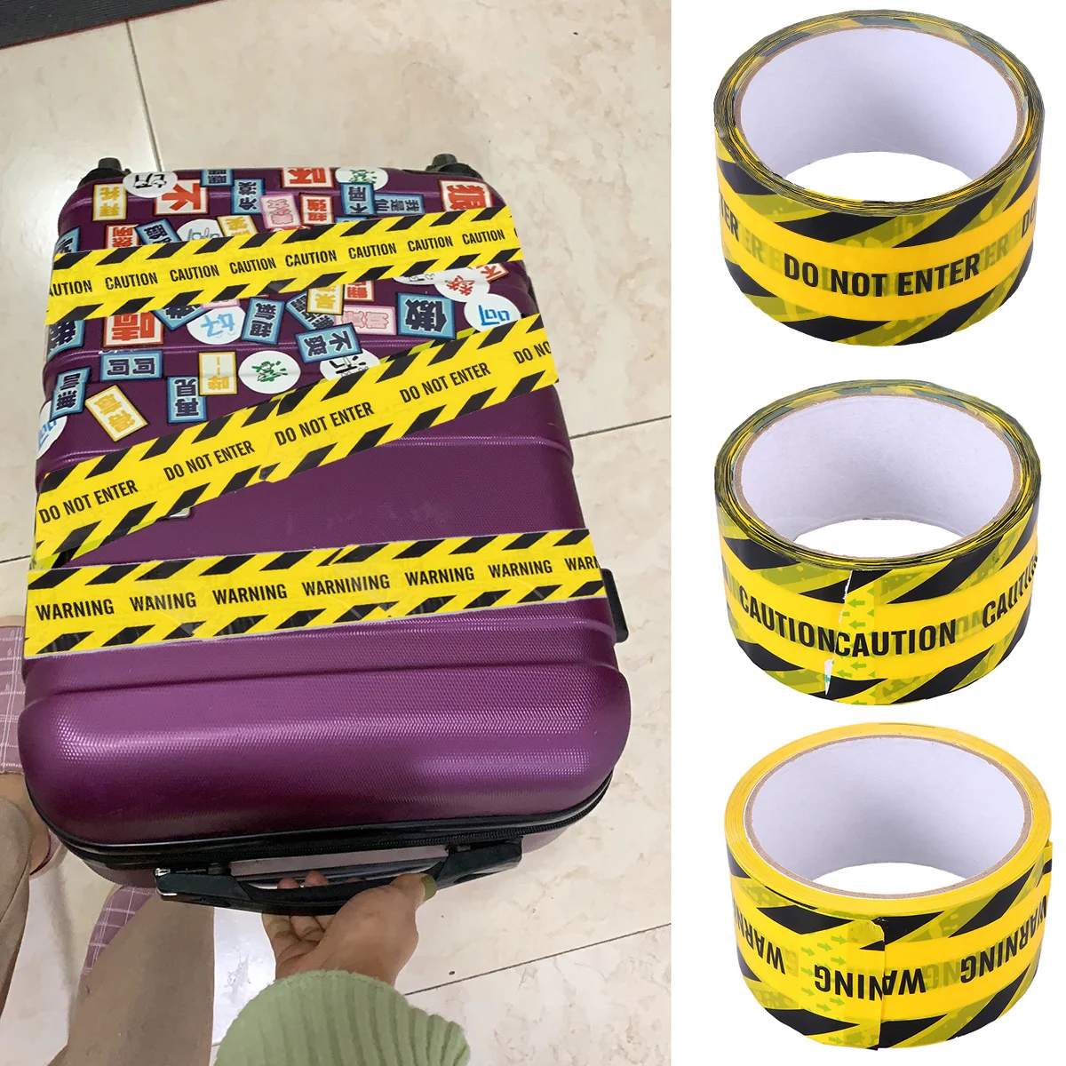 Self Adhesive Sticker Safety Tape Stripes Transparent Stickers Masking Warning Black Duct