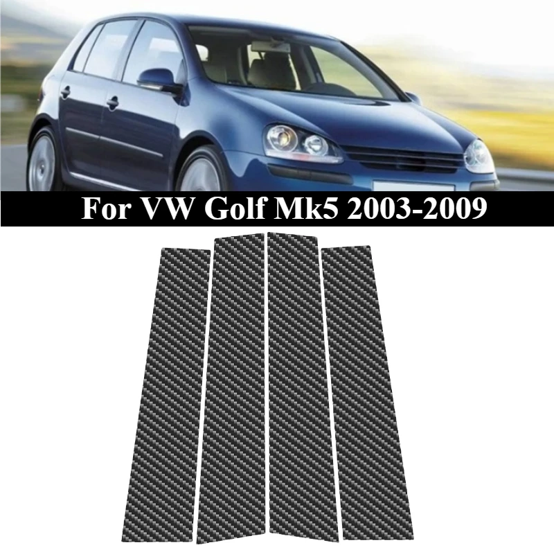 

Carbon Fiber Black Car Pillar Posts Cover For VW Golf Mk5 2003 2004 2005 2006-2009 Door Window Moulding Trim Sitcker Accessories