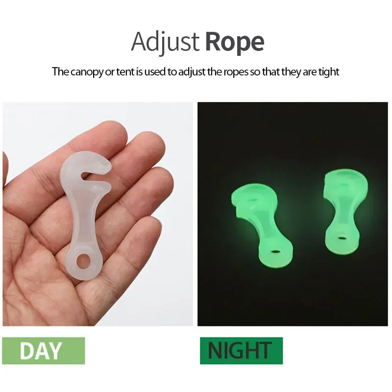 1PCS Outdoor camping luminous rope buckle tent pull rope luminous anti-slip adjustment buckle plastic rope buckle tent accessor