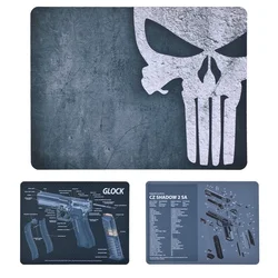 Tactical Gun Cleaning Mat Rubber Punisher SIG P250 CZ Shadow 2 SA Glock 17 19 With Parts Diagram Instructions Mouse Pad