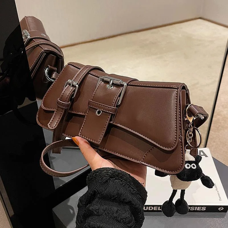 Retro Female Armpit Bag Women\'s Small Shoulder Bag Solid Color Leather Ladies Crossbody Bags Fashion Totes Purse and Handbags