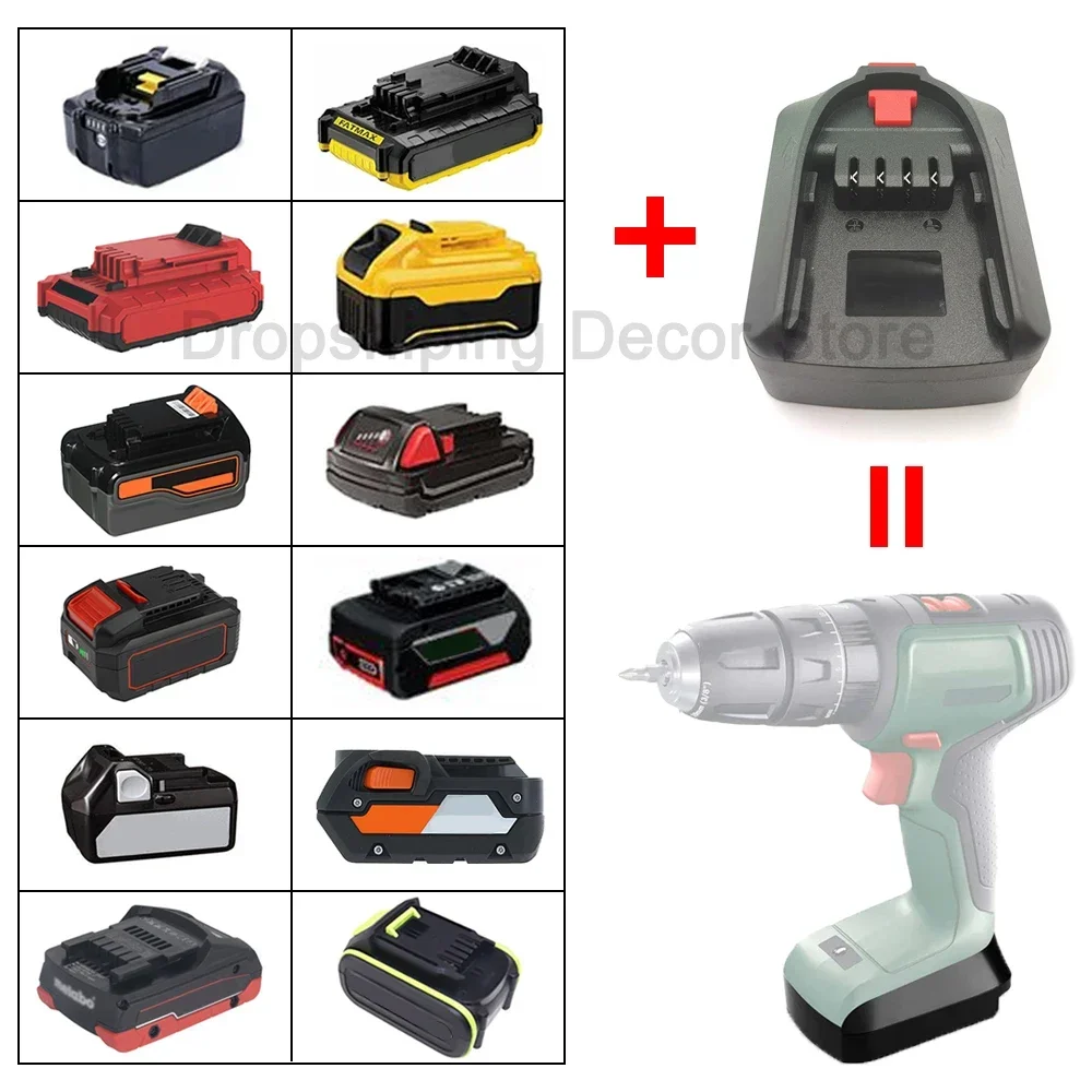 Adaptador de Bateria para Makita Dewalt Milwaukee Bosch Worx Kress Metabo Ridgid Hitachi Devon Stanley 18v 20v Pba Tool