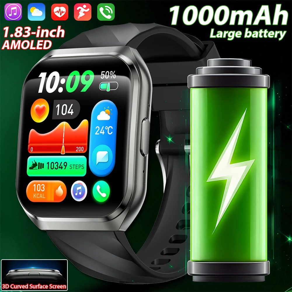 

New Outdoor 1000mAh Battery Men Adult Smart Watch GPS Track Altimeter IP68 Waterproof Heart Rate BT Call Sport Man Smartwatch