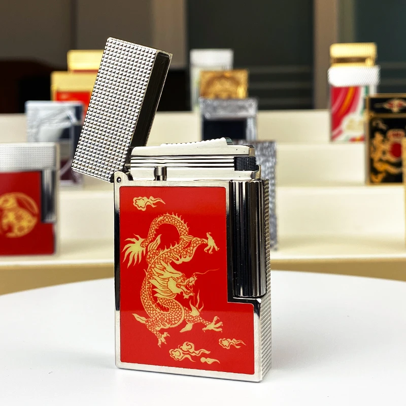 New commemorative edition single and double flame luxury lighter Ping Sound natural paint cigarette smoking butane lighter 11275