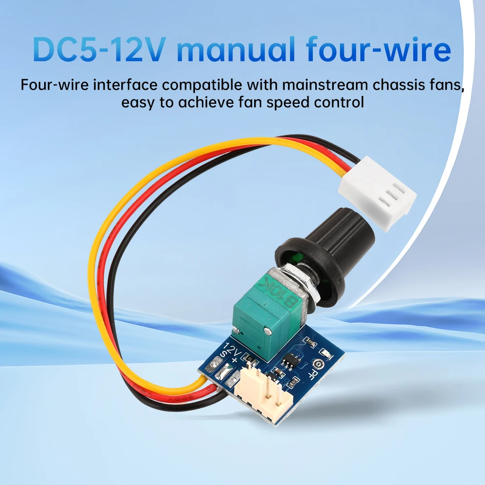 DC5-12V kipas PWM 4 kawat, pengontrol kecepatan 0 ~ 100% dapat disesuaikan dengan saklar kipas sasis pengontrol kecepatan Motor