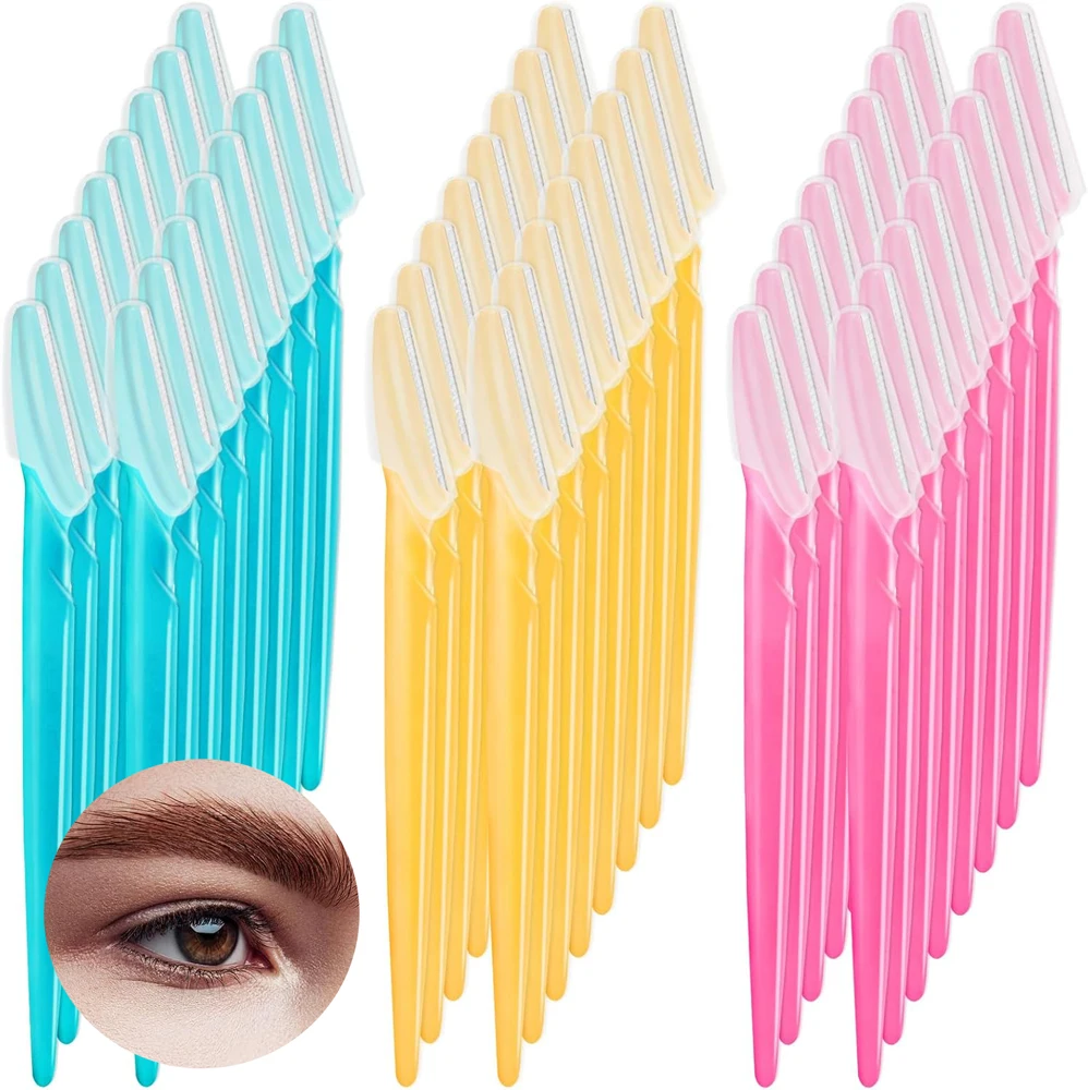 Eyebrow Razor Trimmer Face Shaver Kit Stainless Steel Blades with Protective Covers Facial Hair Removal Microblading Tool