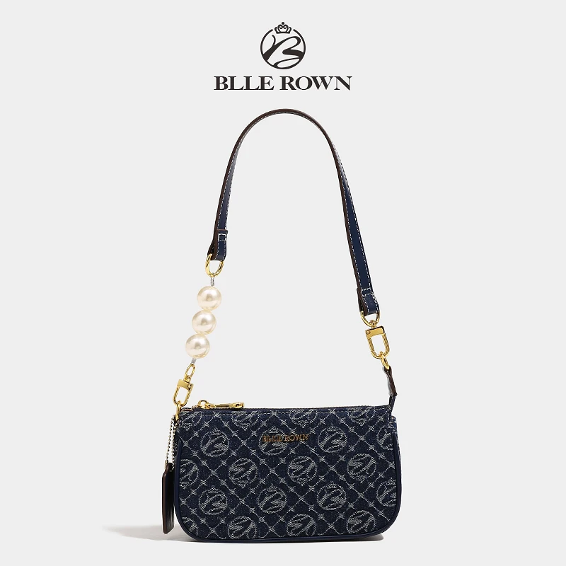 High Quality Klein Blue New Pearl Handheld Female Small Messenger Crossbody Bag Zipper Shoulder Bags for Women