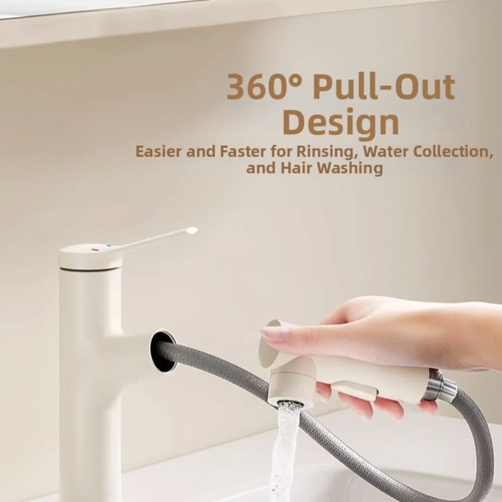 Modern Pull Out Faucet for Bathroom For Basin Brass Construction 3 Function Spray Bubble Shower Upflow 17.8x10.3x17.5cm