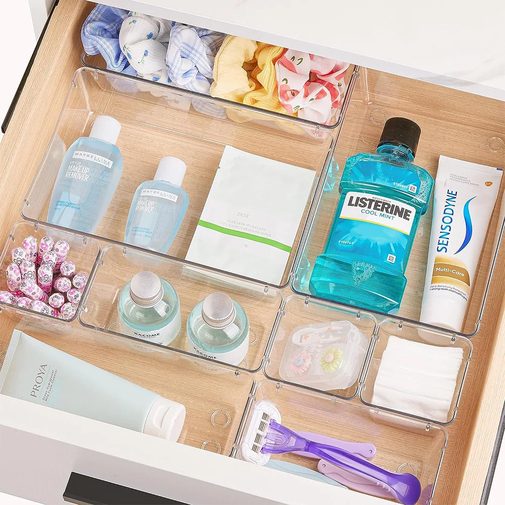 25 stücke Klar Box Lagerung Organizer Schreibtisch Kunststoff Lagerung Box Container Schublade Organizer Tisch Schmuck Box Make-Up Organizer Boxen – Detail 10