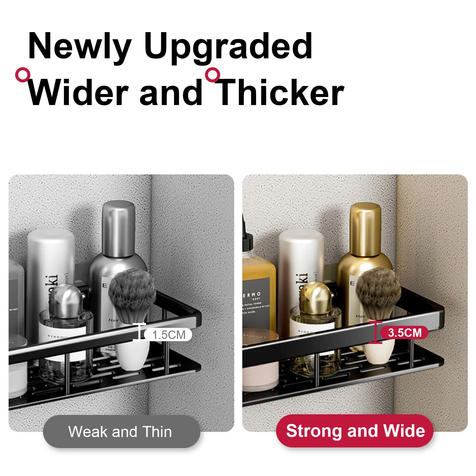 Bathroom Shelf No Drill Wall Mounted Shampoo Bottle Shower Corner Rack Toilet Storage Rack Aluminum Bathroom Kitchen Accessories - view 6