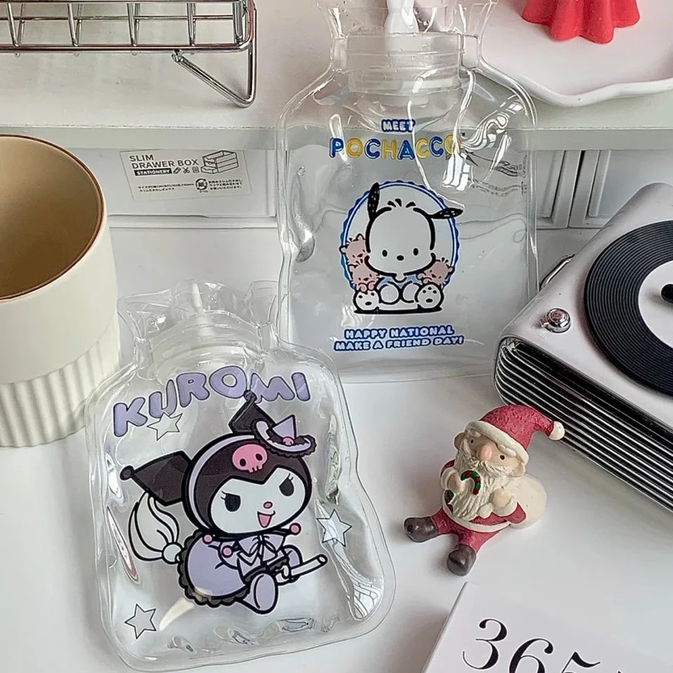 Calentador de manos Kawaii Hello Kittys Pochaccos Kuromis, chica de dibujos animados, corazón Y2k, bolsa de agua caliente llena de agua para llevar,