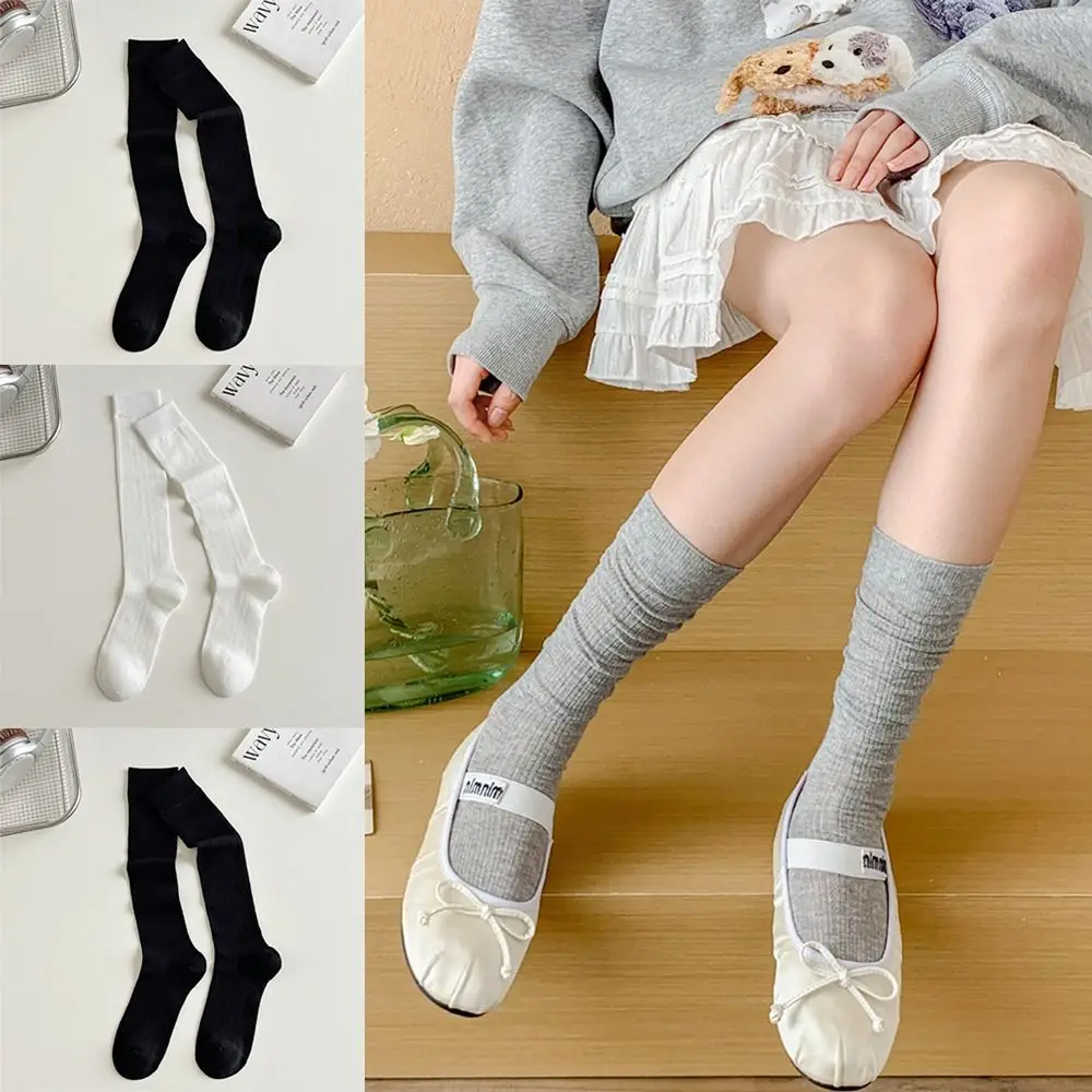 Fashion Plain Casual Women's Socks Mesh Thin Breathable Long Socks Trendy Sweet Simple Silk Stocking Summer