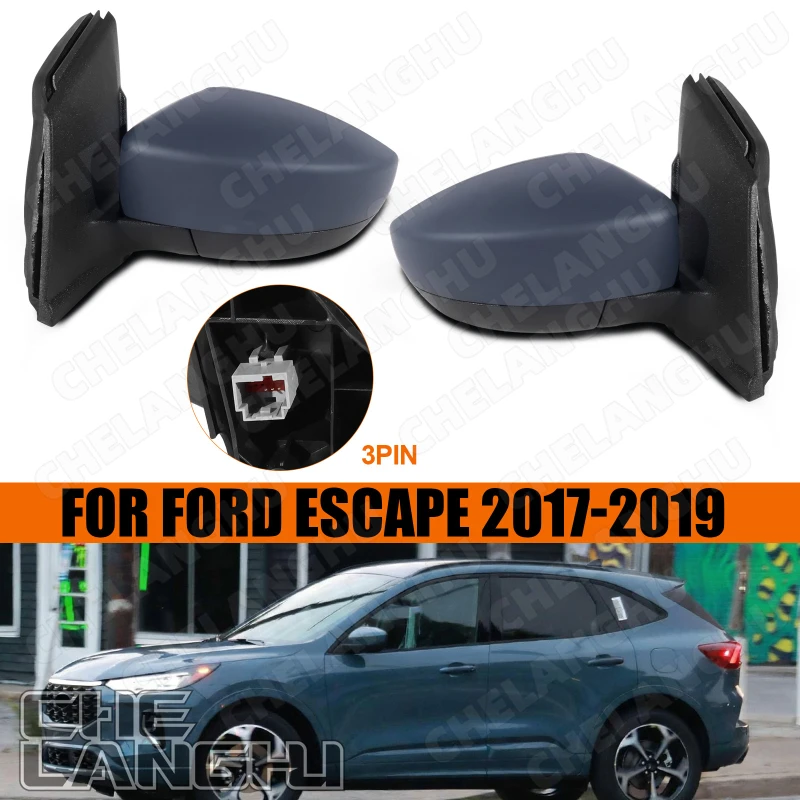 

3PIN Reversing Mirror Glass For Ford Escape 2017 2018 2019 Side Mirror Assembly No Paint Power Adjust GJ5Z17D743BAPT FO1321565