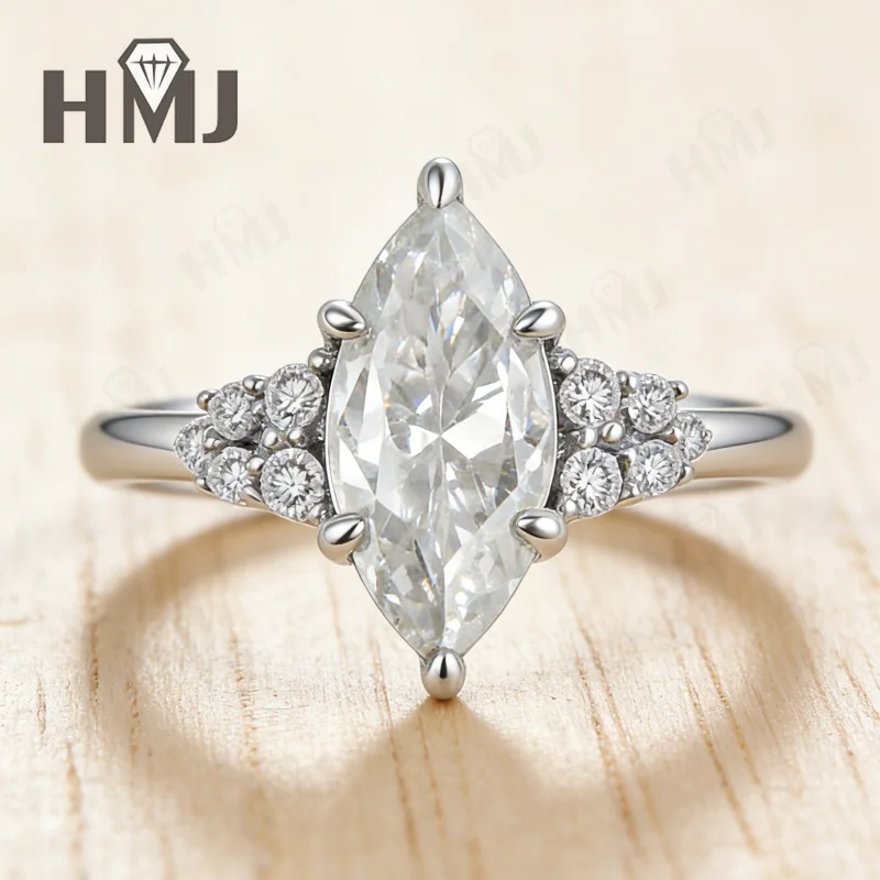 Marquise Ring 1.5CT Moissanite Diamond 925 Sterling Silver Party Bridal Jewelry Anniversary Gift for Woman Wholesale Charms