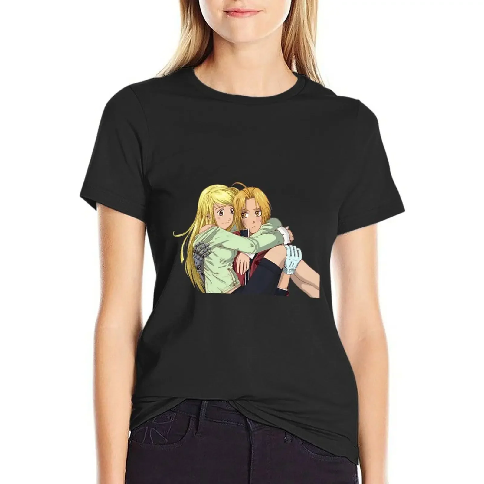 

Winry Rockbell And Edward Elric T-Shirt quick-drying tops female plus sizes workout shirts for Women loose fit