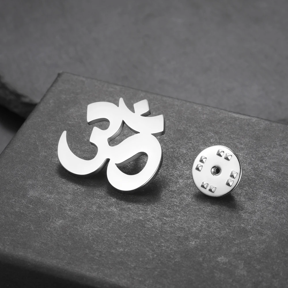 Dawapara Sanskrit Symbol Om Aum Ohm Brosche Yoga Schmuck Hindu Spirituelles Amulett Edelstahl Anstecknadeln – Detail 7