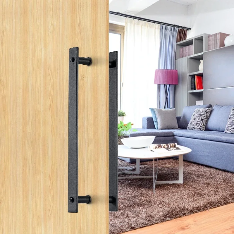 Glass Door Metal Paired Large Handle Simple Square Tube Black Shop Outdoor Exposed Barn Wooden Sliding Door Handle