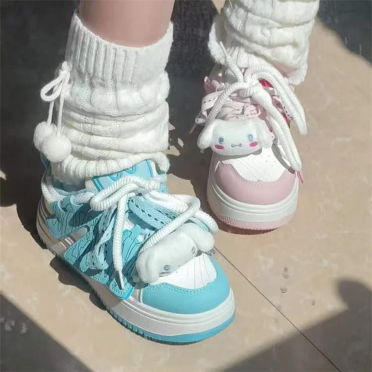 Cinnamoroll real pictures 2025 New plus size Branded Female Students Soft Girl Canvas Shoes women's pink blue Skate Shoes