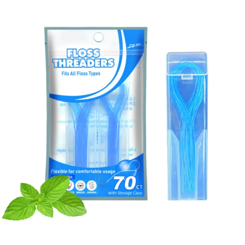 12 Bags Floss Threaders Dental Cleaning Floss Threader for Braces Bridges and Implants Multi Floss Aids Nylon Loop Design